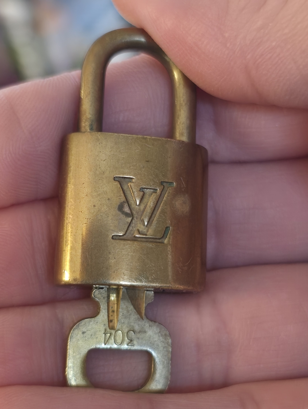 Louis Vuitton Brass Tone Padlock in Gold With Key 304